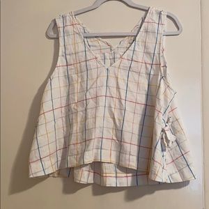 Madewell linen rainbow checked sleeveless top